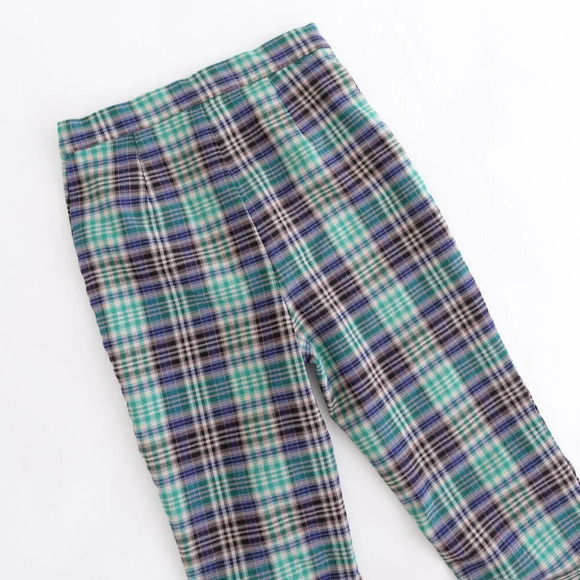 Urban Outfitters Green and Navy Checker Print Skinny Pants Size 4 - Picture 13 of 13